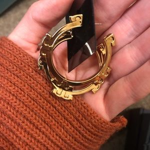 Tory Burch Golden T Logo hoop Earrings